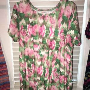 Lularoe Carly Pink Floral Dress size L